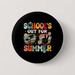 Retro Last Day Of School's Out For Summer Teacher 6 Cm Round Badge