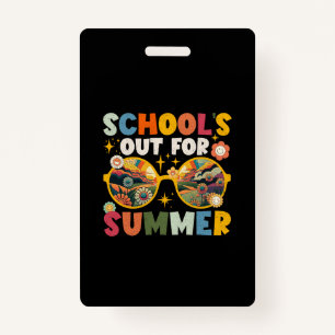 Retro Last Day of School's Out For Summer Teacher  ID Badge