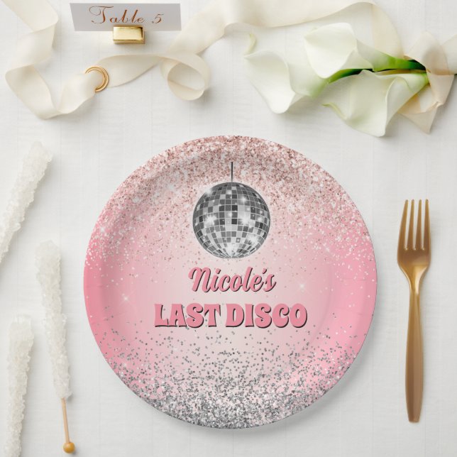 Retro Last Disco Bachelorette Custom Paper Plate (Wedding)