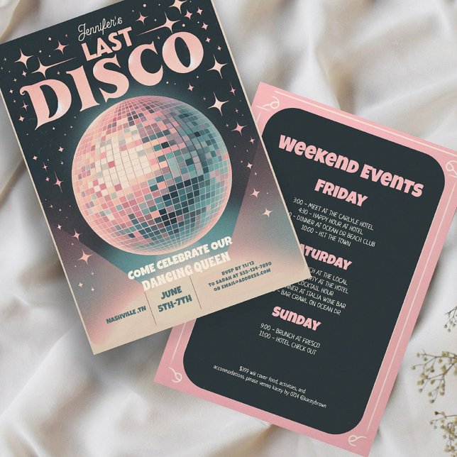 Retro Last Disco Bachelorette Weekend  Invitation (Creator Uploaded)