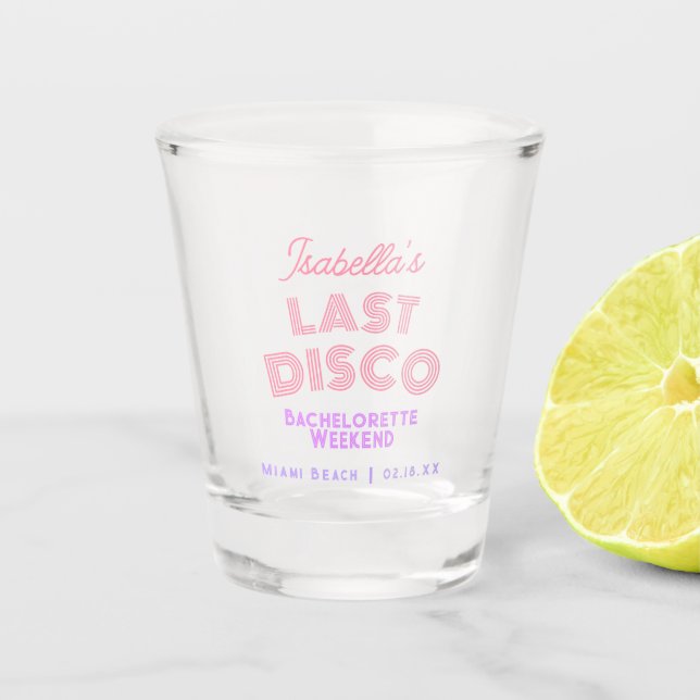 Retro Last Disco Bachelorette Weekend Party Favour Shot Glass (Front)