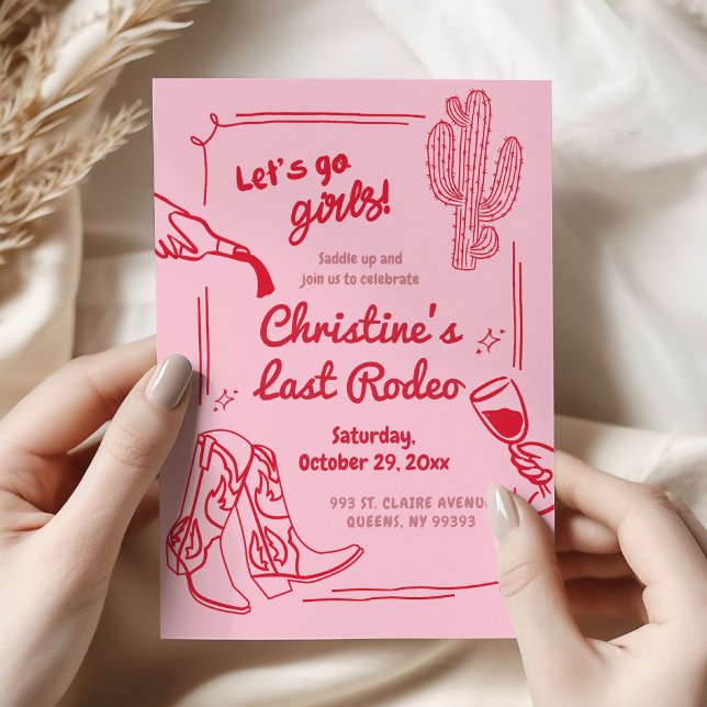 Retro Last Rodeo Cowgirl Bachelorette Partry Invitation (Creator Uploaded)