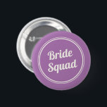 Retro Lavender Bride Squad Bridesmaid Button<br><div class="desc">Retro design lavender purple and ivory "bride squad" button for your bridesmaids.</div>