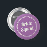 Retro Lavender Bride Squad Bridesmaid Button<br><div class="desc">Retro design lavender purple and ivory "bride squad" button for your bridesmaids.</div>