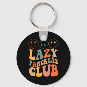Retro Lazy Pancreas Club Type-1 Diabetes Awareness Key Ring