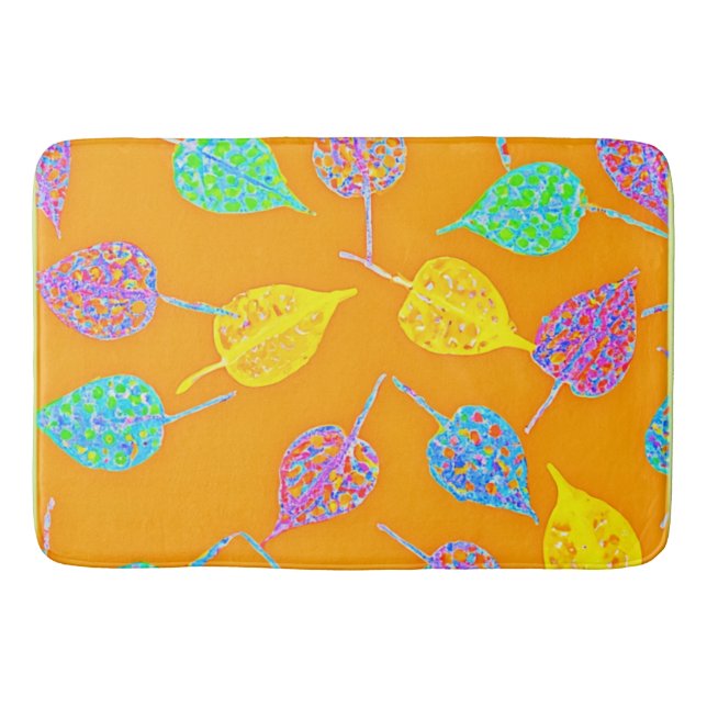 Retro Leaf Pattern Bath Mat (Front)