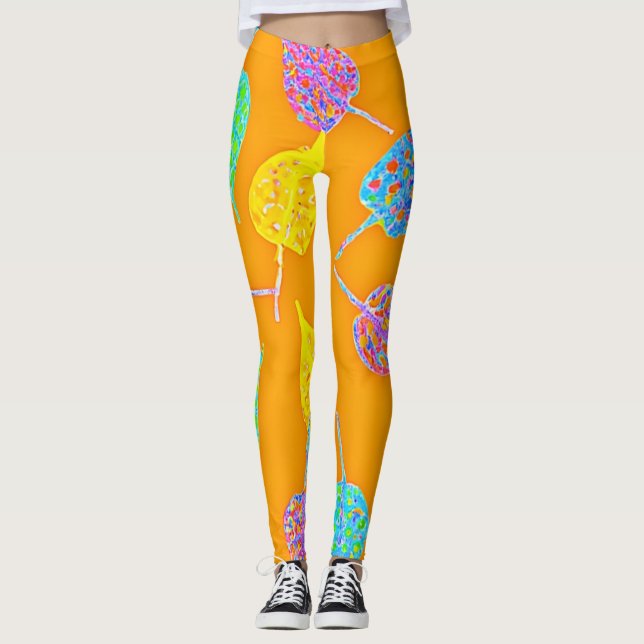 Retro Leaf Pattern Leggings (Front)