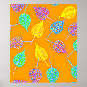 Retro Leaf Pattern Poster