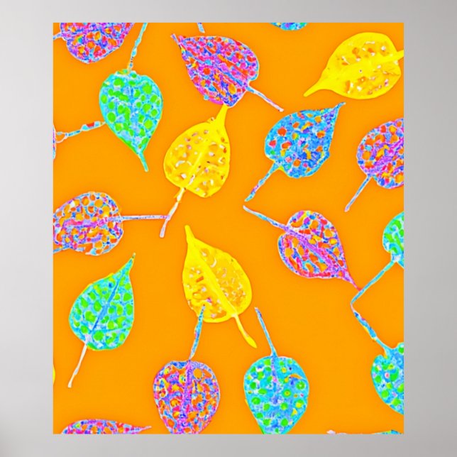 Retro Leaf Pattern Poster (Front)