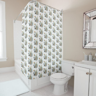 Retro Leaf Pattern Shower Curtain