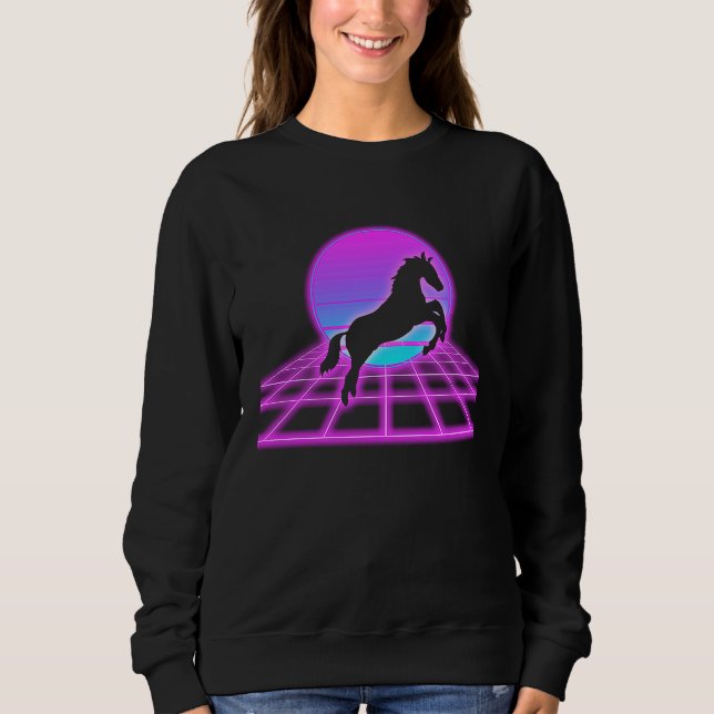 Retro Leaping Horse girl horse  horse owner Sweatshirt (Front)
