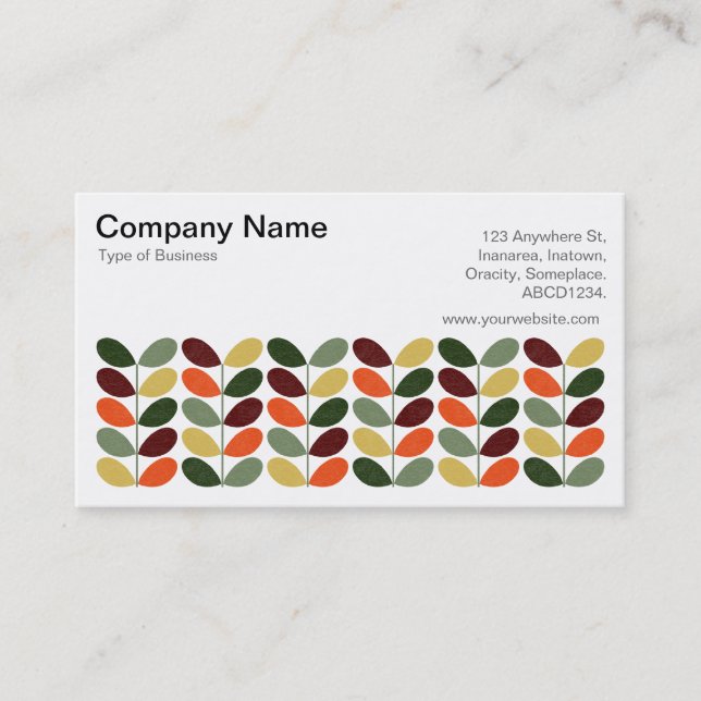 Retro Leaves 02 Business Card (Front)