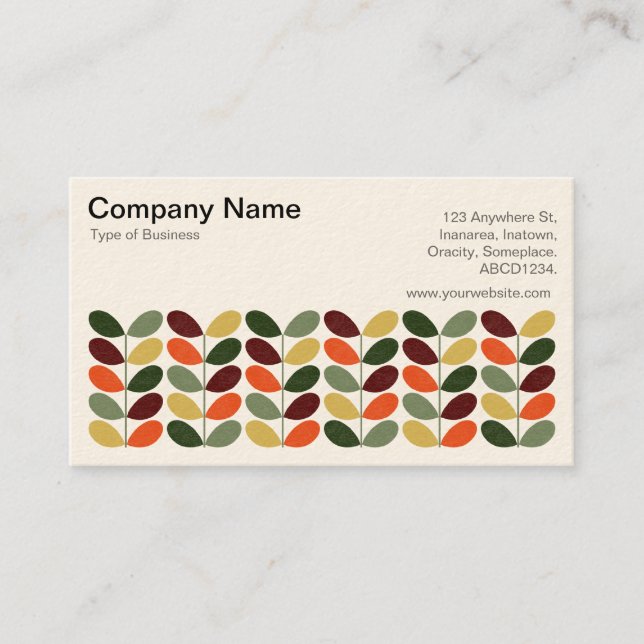 Retro Leaves 02 (Cream) Business Card (Front)