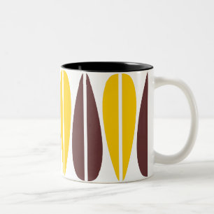 Retro Leaves - Amber and Dark Brown Two-Tone Coffee Mug