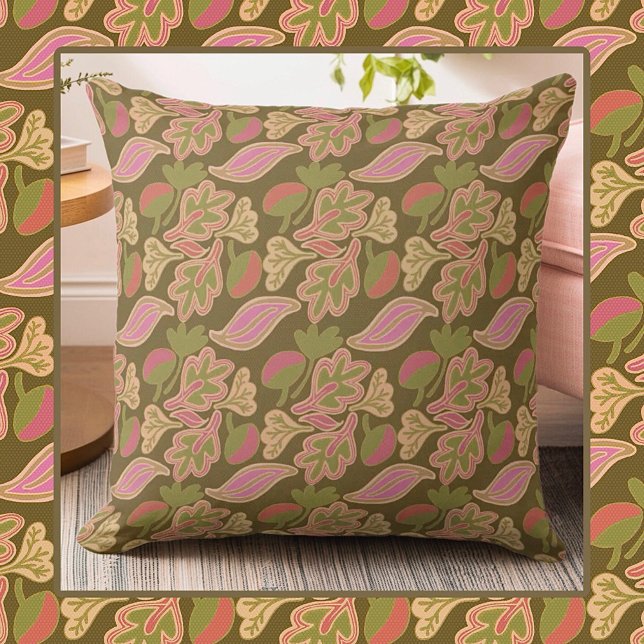 Retro leaves in bohem patterndesign cushion (Creator Uploaded)