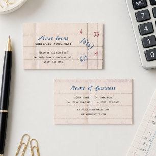 Retro Ledger Certified Accountant Business Card