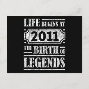 Retro Legend Born in 2011 Vintage Birthday Gift Postcard