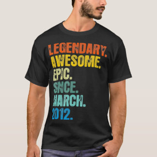 Retro Legendary Since March 2012 T 9 Years Old T-Shirt