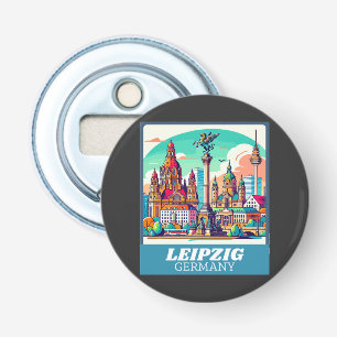 Retro Leipzig Skyline Bottle Opener