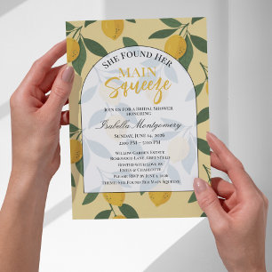 Retro Lemon Leaves Main Squeeze Bridal Shower Invitation