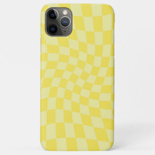 Retro Lemon Yellow Pastel Warped Chequerboard  Case-Mate iPhone Case