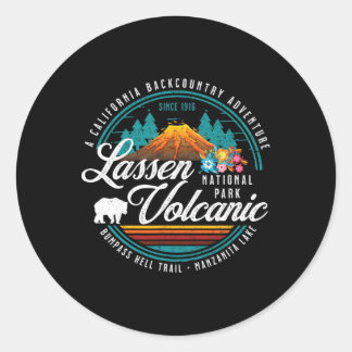 Retro Len Volcanic National Park Vintage Hiking Ca Classic Round Sticker