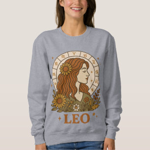 Retro Leo Zodiac Boho Floral Astrology Sweatshirt