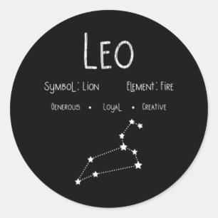 Retro Leo Zodiac Sign Constellation Astrology Gift Classic Round Sticker