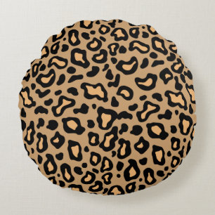 Retro Leopard Animal Print Round Throw Pillow