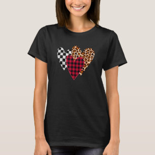 Retro Leopard Buffalo Black And White Plaid 3 Hear T-Shirt
