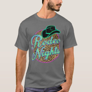 Retro Leopard Cowboy Hat Rodeo Night Western Count T-Shirt