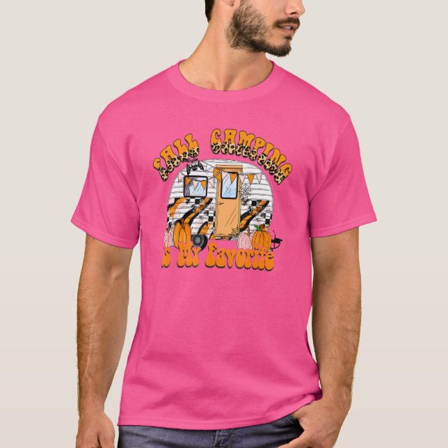 Retro Leopard Fall Camping Is My Favourite For Men T-Shirt (Front)