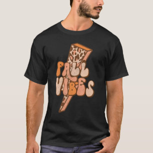 Retro Leopard Lightning Bolt Fall Vibes Autumn Le T-Shirt