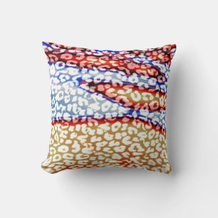 Retro Leopard Print Skin (Orange, Blue, Grey) Cushion