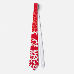 Retro Leopard Print Skin (Red and White) Tie
