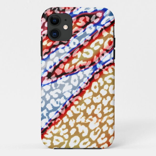 Retro Leopard Print Skin (Red, Blue, Yellow) Case-Mate iPhone Case (Back)