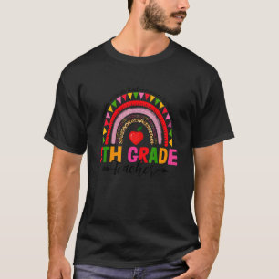 Retro Leopard Rainbow 5th Grade Teacher Back To Sc T-Shirt