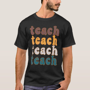 Retro Leopard Teach For Teacher Elementary School T-Shirt