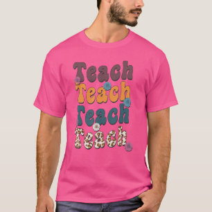 Retro Leopard Teach For Teacher Elementary School T-Shirt