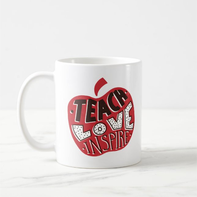 Retro Leopard Teach Love Inspire Art Coffee Mug (Left)