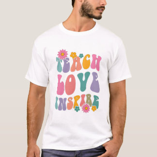 Retro Leopard Teach Love Inspire Art T-Shirt