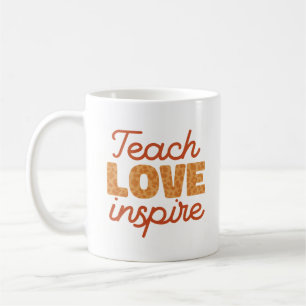 Retro Leopard Teach Love Inspire Typography Coffee Mug