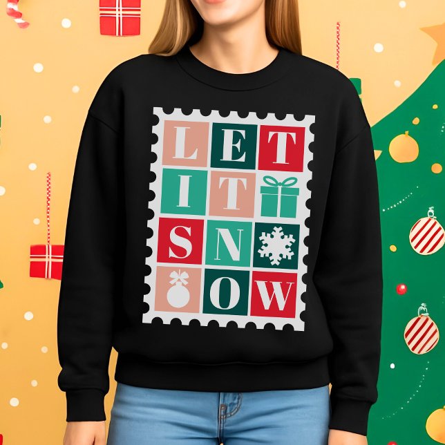 Retro Let It Snow Christmas Postage Stamp Sweatshirt (Creator Uploaded)