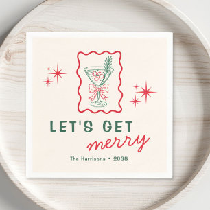 Retro Let’s Get Merry Christmas Party Napkin