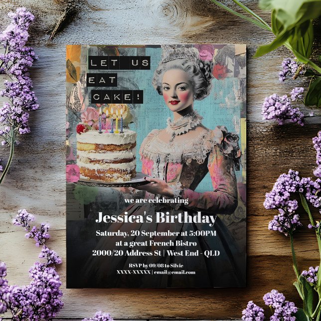 Retro Let Us Eat Cake - French Party Invitation (Creator Uploaded)