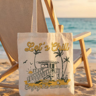 Retro Let's Chill Enjoy The Summer Beach House Tote Bag