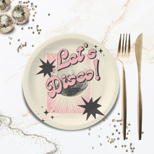 Retro Let's Disco Birthday Paper Plate
