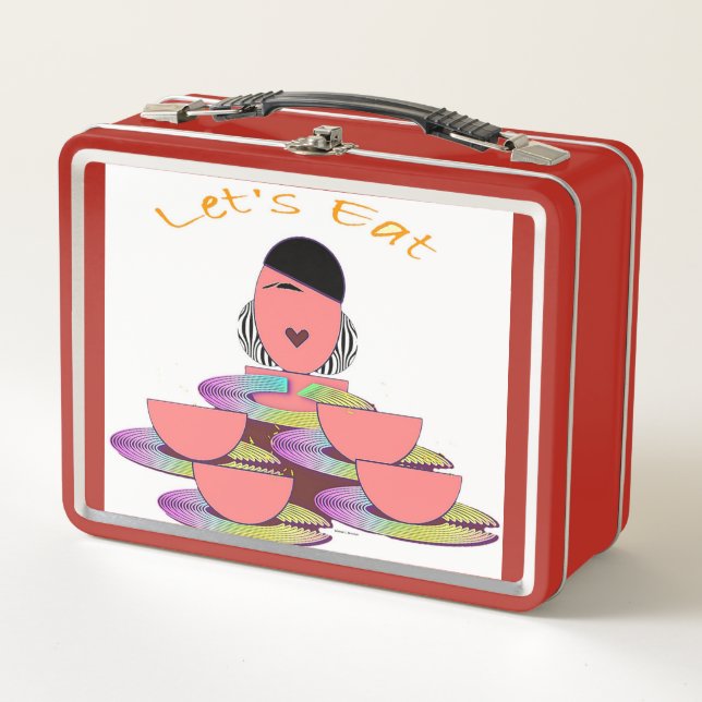 Retro Let's Eat Old School  Metal Lunch Box (Front)