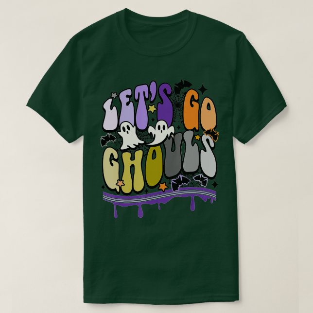 Retro  Let's Go Ghouls Halloween Ghost Outfit Cost T-Shirt (Design Front)