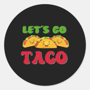 Retro Let's Go Taco Funny  Classic Round Sticker